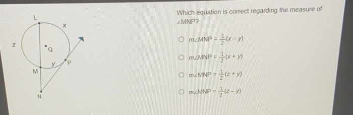 Which equation is correct regarding the measure of mnp