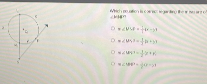 Which equation is correct regarding the measure of mnp