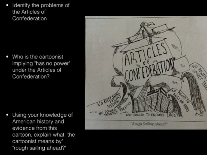 Political cartoon of the articles of confederation